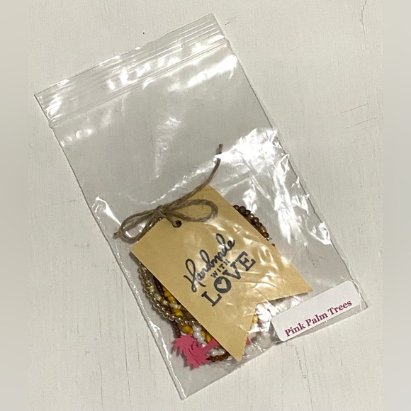 Brown Yellow Gold White Beaded Bracelet Set Boho-chic Coastal Cowgirl Preppy - Picture 6 of 6